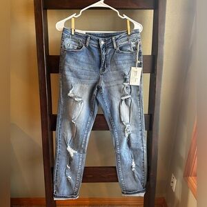 Grace & Lace Women’s Distressed Girlfriend Jeans